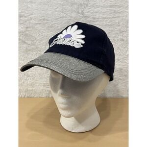 Justice Girls Baseball Cap Daisy Logo Navy Glitter Brim Snapback OSFM